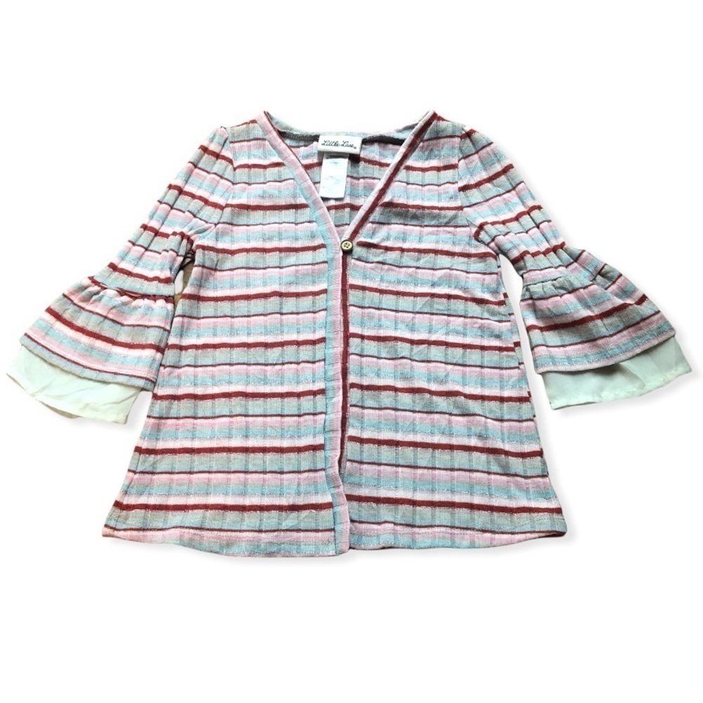 🎉3 For 15$🎉Little Lass Toddler Girl Long Cardigan Multicolored Stripes Size 2T